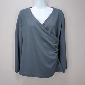 Talbots Faux Wrap V-Neck Long Sleeve Top